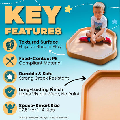 Tuff Tray 27.5” Small [Brown] Sensory Play for Kids, Toddler Sensory Bin for Sand and Water Play, Indoor Activity Sensory Tray, Outdoor Sandbox