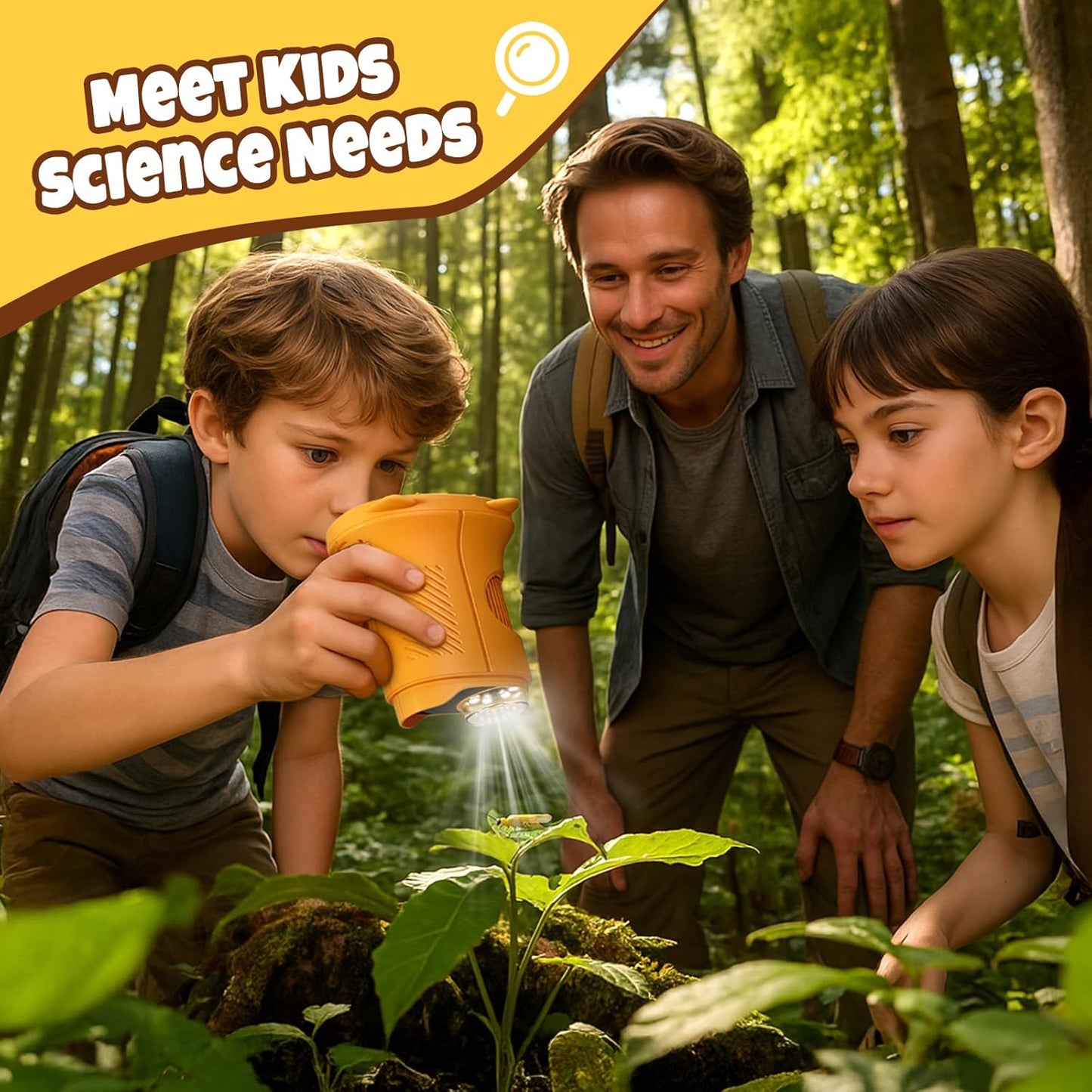 Handheld Digital Mini Microscope for Kids: 1000X 4K Portable Pocket 2.4" Screen Microscopes Toys STEM Electronic Learning Educational Science Kit 8-12 Birthday Gift 4 5 6 7 Year Old Boy Girl (Yellow)