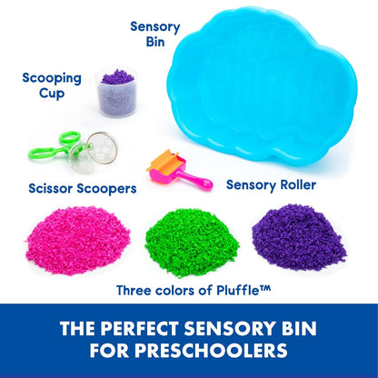 Educational Insights Pluffle Preschool Sensory Bin - Sensory Play Foam Set, NoMess Alternative to Sand Toys & Slime, Table Filler for Home or Classroom, Gift for Kids Ages 3+