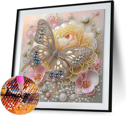LAKEQUILL Royal Blue Butterfly Special Shaped 5D DIY Partial Drill Home Diamond Art Kit (Butterfly-4)