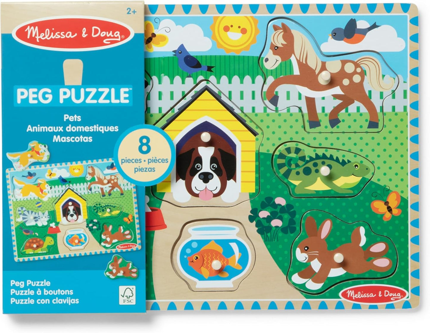 Melissa & Doug Pets Wooden Peg Puzzle (8 pcs)