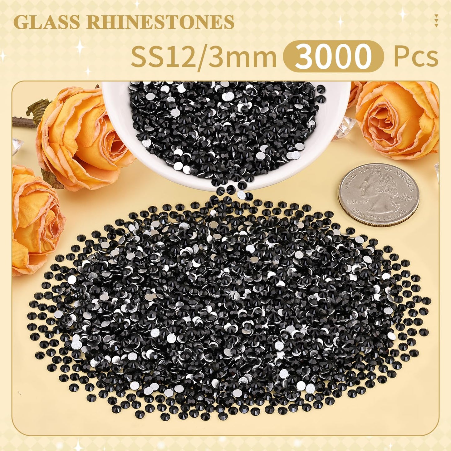 5000PCS SS6/2mm Glass Crystal Rhinestones (Clear), Bedazzling Flatback Rhinestones for Crafting DIY Crafts Nail Art Makeup Decoration, Gems Diamond Charms for Tumbler Shoes Clothing Mug