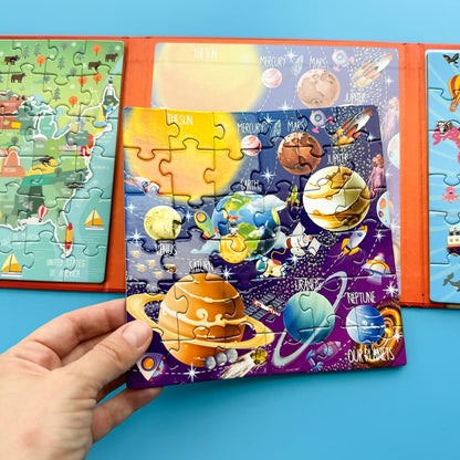 QUOKKA Magnetic Puzzles for Kids Ages 4-6 – Magnetic Fractions Learning Set for Kids 6-12 – Math Games for Homeschooling, Classrooms & Travel – 110 Magnets, 12 Task Pages, Marker – Toddler Travel Toys