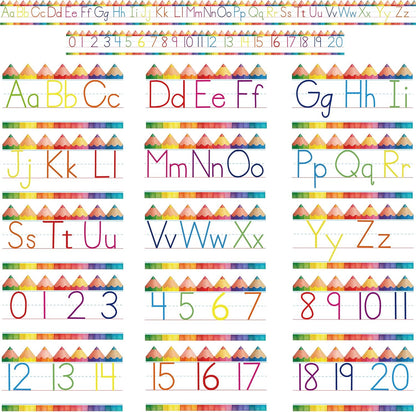 Alphabet for Classroom Wall - 15 PCS Crayon ABC Manuscript Alphabet Line for Classroom Wall Alphabet Bulletin Board Set for Pre School Elementary Classroom Homeschool, Playroom Bedroom Decorations