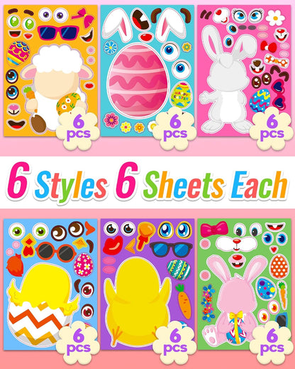 24 Pcs Make Your Own Dinosaur Sticker Sheets, Dinosaur Party Favors Face Stickers for Kids Boys Toddlers Crafts Activities Gift Bags Birthday Party Valentines Day Gifts for Kids Classroom