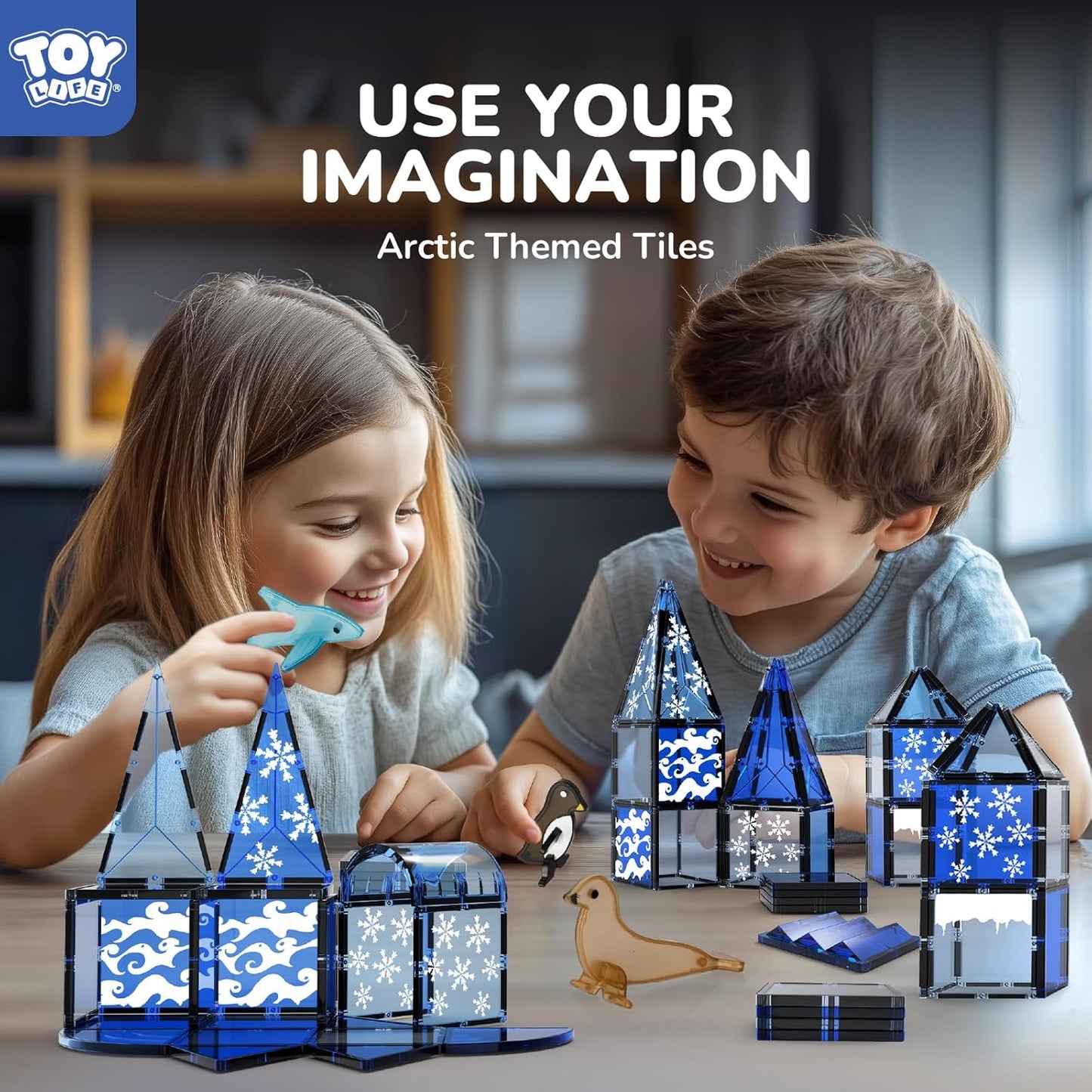 TOY Life 38 Pcs Magnetic Tiles Animals for Toddlers 3-5 Magnet Blocks for Kids Ages 4-8 STEM Magnet Tile Toys Building Tiles Set Christmas Birthday Gift for Boys and Girls