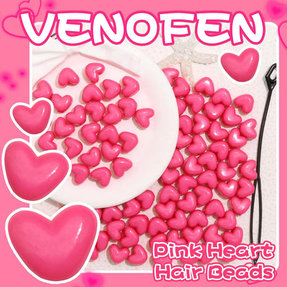 90PCS Light Pink Heart Beads for Braids Hair Jewelry Loc Dreadlock Accessories Cute Heart-Shaped Pony Bead