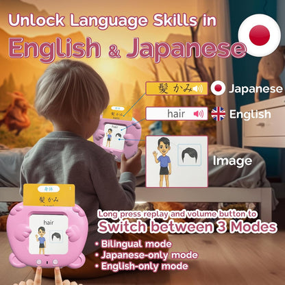 Bilingual English Flash Cards - Korean Talking Flash Cards, 510 Sight Words 31 Themes, Pocket Speech for Toddlers 3-12, Autism Sensory Toys, Preschool Learning Activity (Korean, Pink)