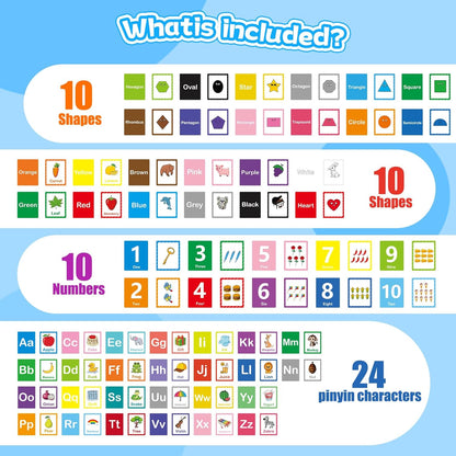 Toddler Learning Flash Cards, 60 PCS Double Sides Flashcards for Alphabets, Numbers, Colors, Shapes, Sight Words, Baby Cognitive Flashcards for Kids, Preschool Kindergarten Learning Activities