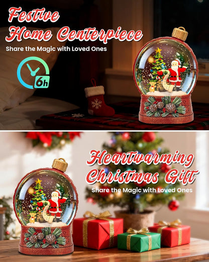 Extra Large Christmas Snow Globes Christmas Lantern, 12.99" Musical Snow Globe with 8 Songs, Santa Snowglobe for Kids Adults, 6H Timer Dual Power, Lighted Christmas Decorations Indoor Gifts