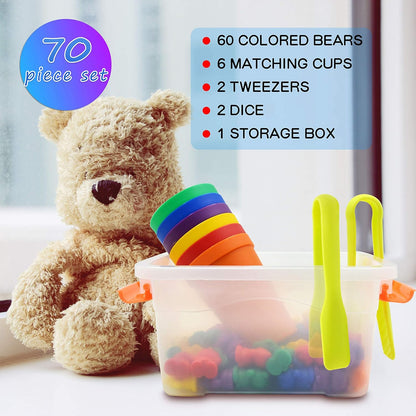 Templeton Educational Counting & Sorting Bears Kit, 70 Piece Super Value Set, Fun Math Manipulative for Home, School, Classroom