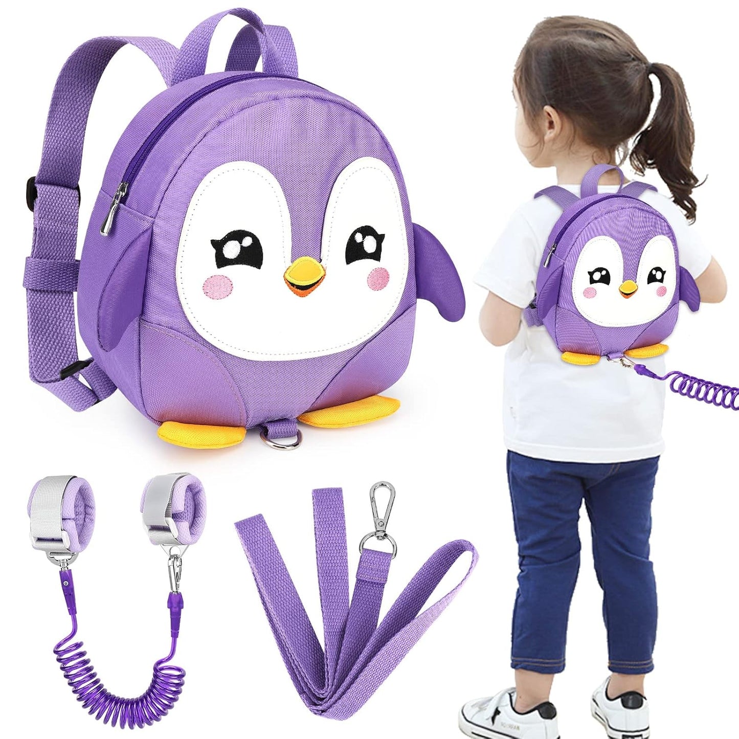 Accmor Toddler Harness Backpack Leash, Cute Dinosaur Backpacks with Anti Lost Wrist Link, Cute Mini Child Backpack Wristband Tether Strap and Protection Leashes for Boys Girls Aged 1-3 Years