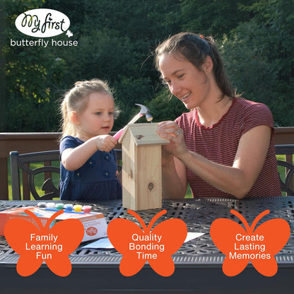 Nature's Way My First Butterfly House DIY Art Craft Kit - Creative Wooden Building & Painting STEM Gift for Kids and Adults
