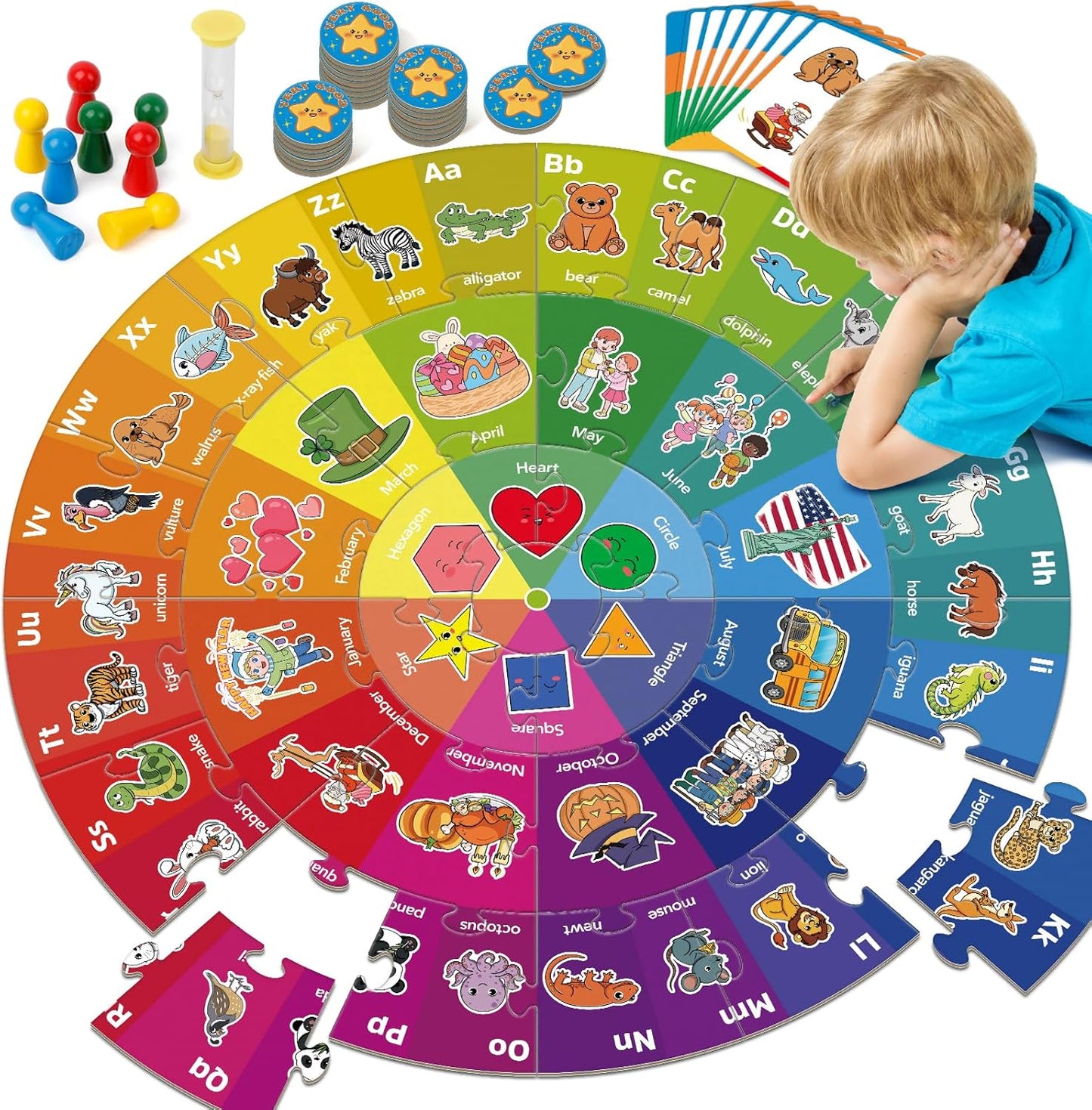 Quilinz Jigsaw Puzzles,Floor Puzzle,Animal Puzzle for Kids,Alphabet Learning Toys,ABC Letter Games for Kindergarten,Memory Matching Game,Family Board Game,Toddler Educational Toys,Birthday Gift