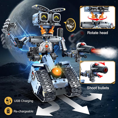 HiWEEGO Changeable LED Eyes Robot Building Set- 5 in 1 Remote & App-Controlled Robotic Building Block RC Elephant/Bulldozer/Tank/Tracked Model Kit Toys Gift for Kids Boys Girls Teens Age 12+ Years Old