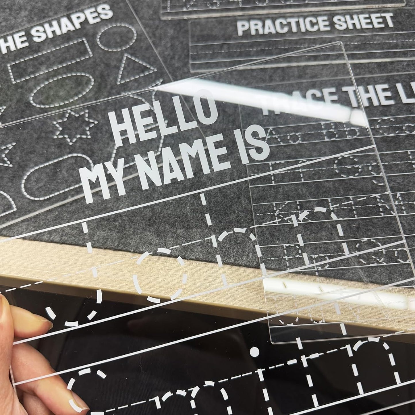 Personalized Name Writing Practice Cusotm Reusable Acrylic Name Tracing Board A4 Size Handwriting Practice for Preschool