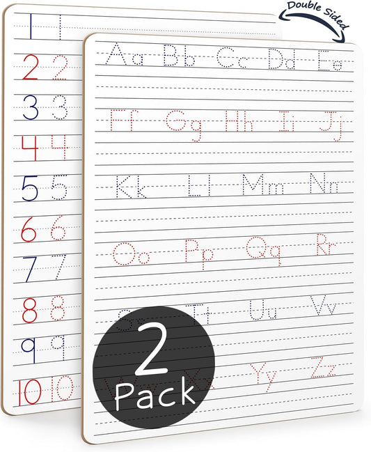 Scribbledo 5 Pack Dry Erase Handwriting Practice for Kids 9 x 12 Inch Letter Alphabet Tracing Board Whiteboard for Kids Ages 3-5 Write and Wipe Alphabet Practice Cards Letters & Erasers