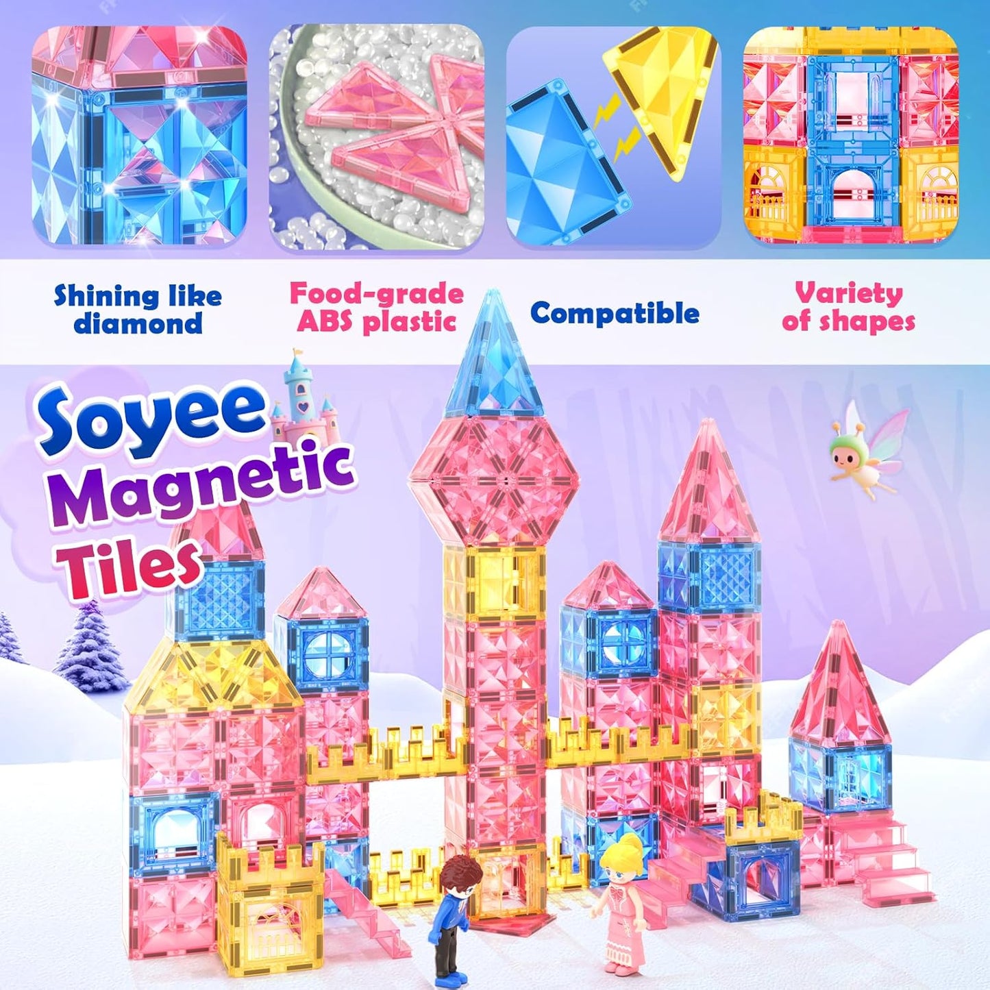 Soyee Diamond Magnetic Building Blocks - Princess Toys for 3-8 Year Old Girls & Boys - 3 4 5 6 Year Old Girl Birthday Xmas Present