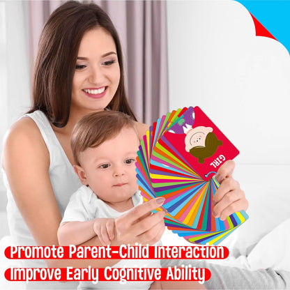 50 PCS Kid First Cognitive Flashcards,Double Sided Printed 7 in 1 Colorful Cards Alphabet,Numbers, Foods,Animals,Shapes,Colors with 3 Reclosable Rings,Learning Tool for Pre-K Kindergarten Toddlers