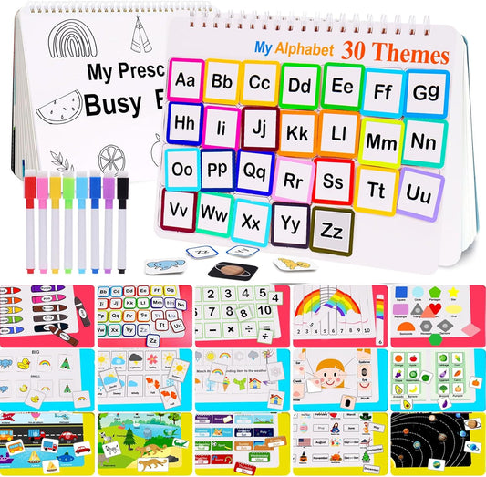 Mallify Busy Book for Toddlers 3-5, Preschool Busy Book 30 Themes Kids Binder and Early Learning Toys, Tracing Coloring Books for Kids Ages 4-8, Montessori Books for Toddlers, Christmas Birthday Gifts
