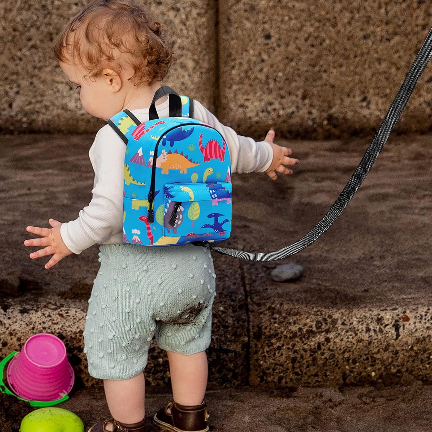 Accmor Toddler Backpack Leash with Anti Lost Wrist Link, Cute Mini Child Walking Harnesses Keep Kids Close Back Pack Rope Tether Rein for Baby Boys (Pink/Unicorn)