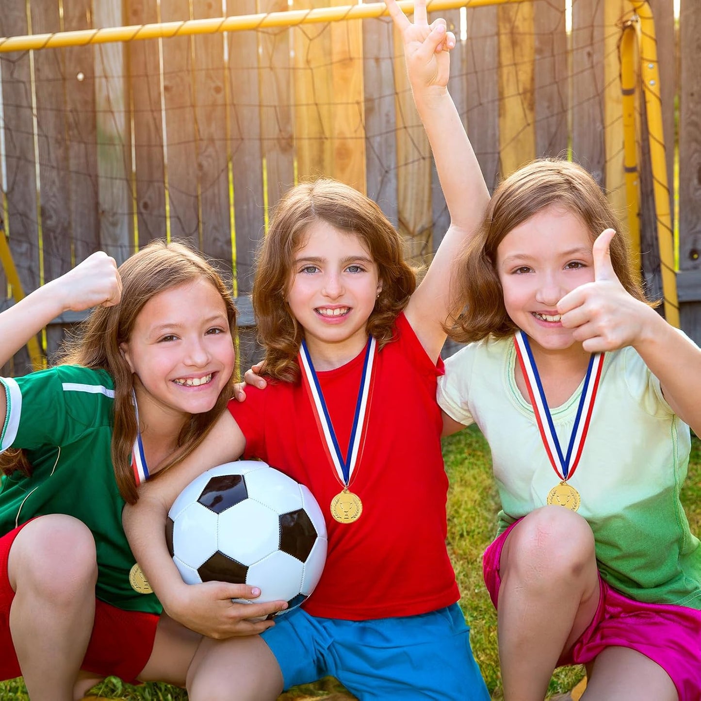 Caydo Gold Medals for Kids, Plastic Medals for Awards Winner Award Medals for Children's Game Prizes, School Sports Games, Competitions, Family Gatherings(24PCS/100PCS)