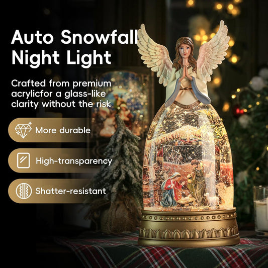 Snow Globe Lantern with Violin Girl – Shatterproof, Glitter Snowglobe 10 Songs Music Box, Led Light, USB or Battery Powered, for Girls Spring Day Gifts Birthday Home Decor Fall Decoration, Silver