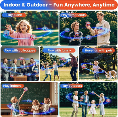 Flying Orb Ball Toy, 2026 Upgrade Hand Controlled Hover Ball with LED Lights,360° Rotating Boomerang Globe Cool Mini Drone, Ideal Birthday&Christmas Gift for Boys Girls-Blue & Purple