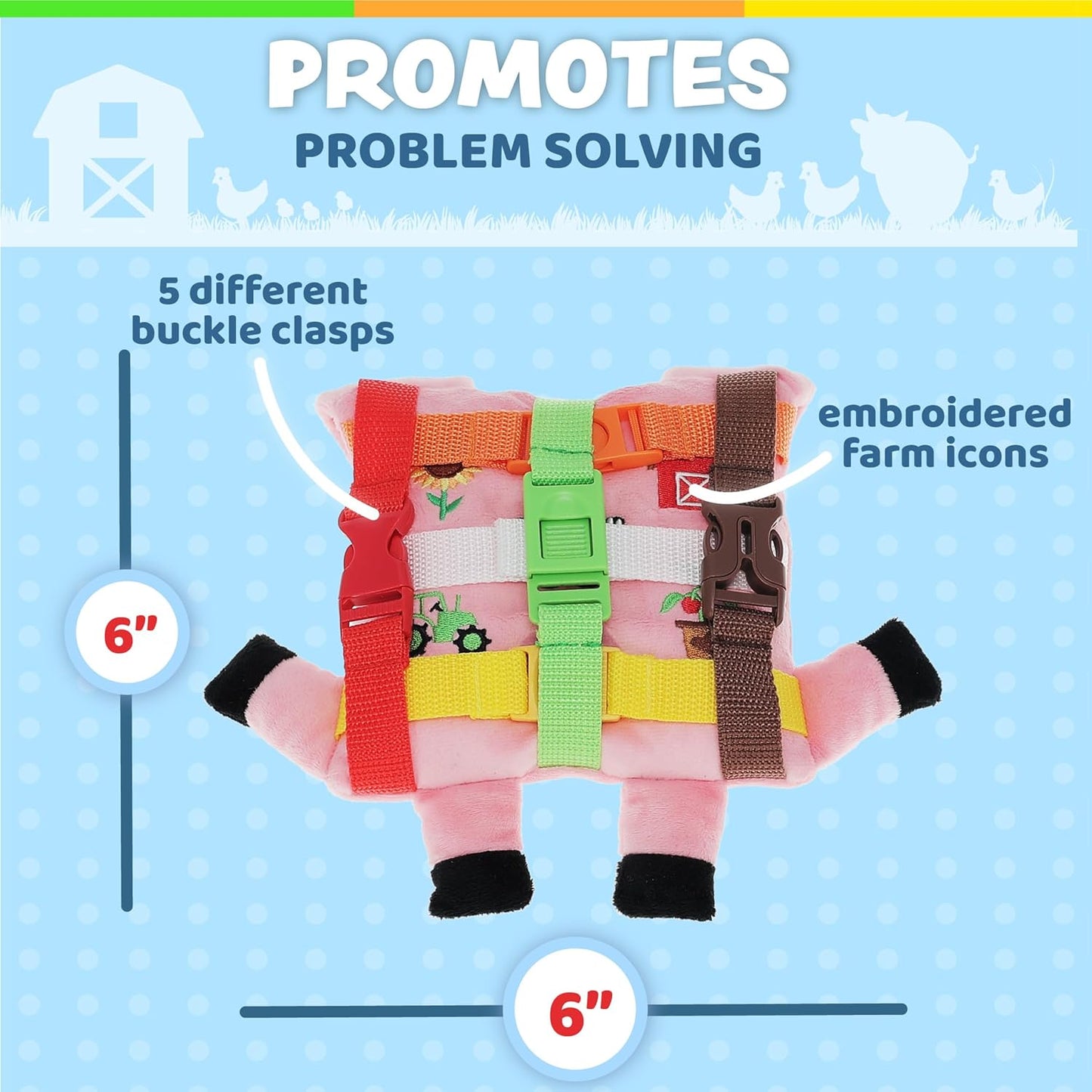 Buckle Toys - BokBok Chicken - Learning Activity Toddler Plane Travel Essential Toy - Develop Motor Skills and Problem Solving