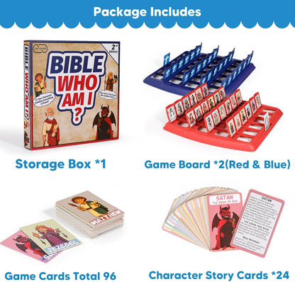Garybank Guess Bible Who Am I Games for Kids, 24 Holy Bible Characters with Life Story & Verse Cards, Bible Trivia Study Supplies for Sunday School, Youth Group & Teens, Christian Catholic Gifts