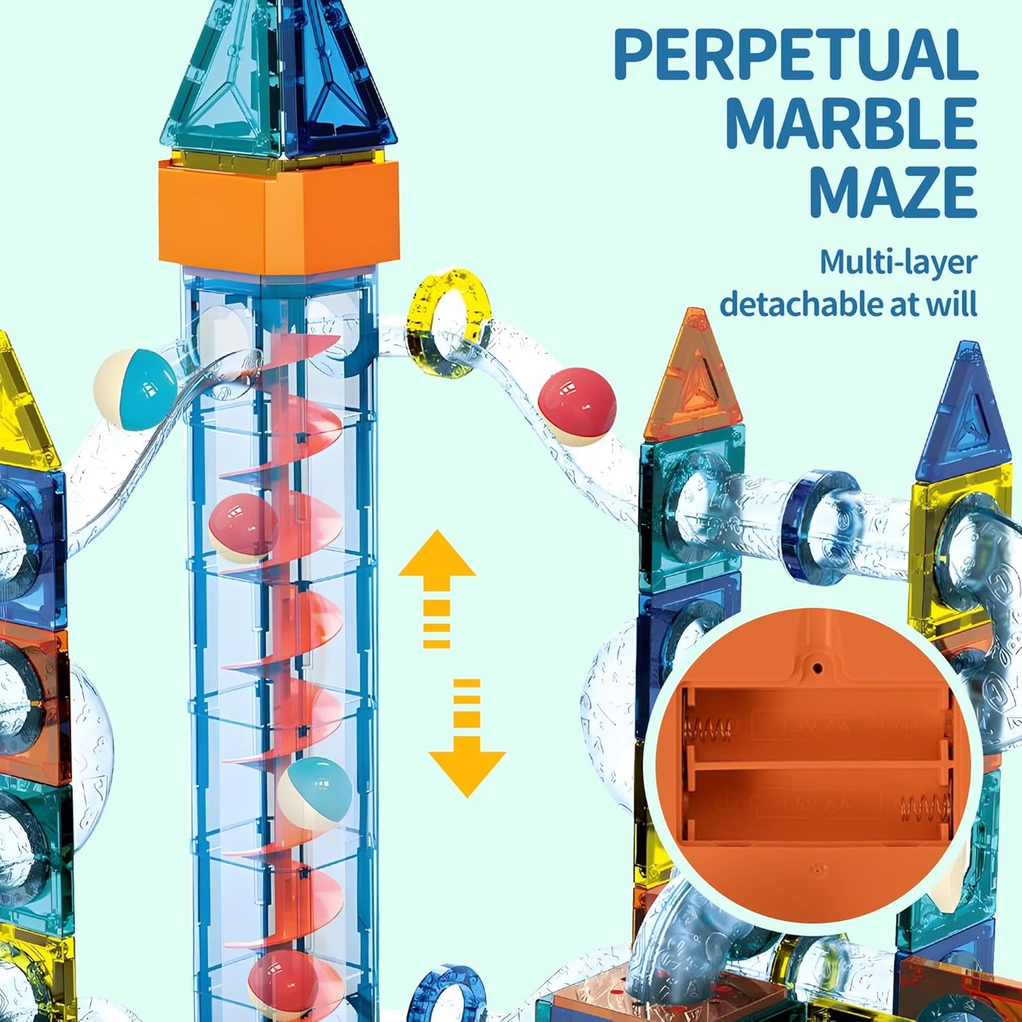 325PCS Glow in The Dark Marble Run with Motorized Elevator, STEM Building Blocks Toy Includes 113 Marbles, for Kids Ages 3+, Easter Birthday Gift for Boys and Girls