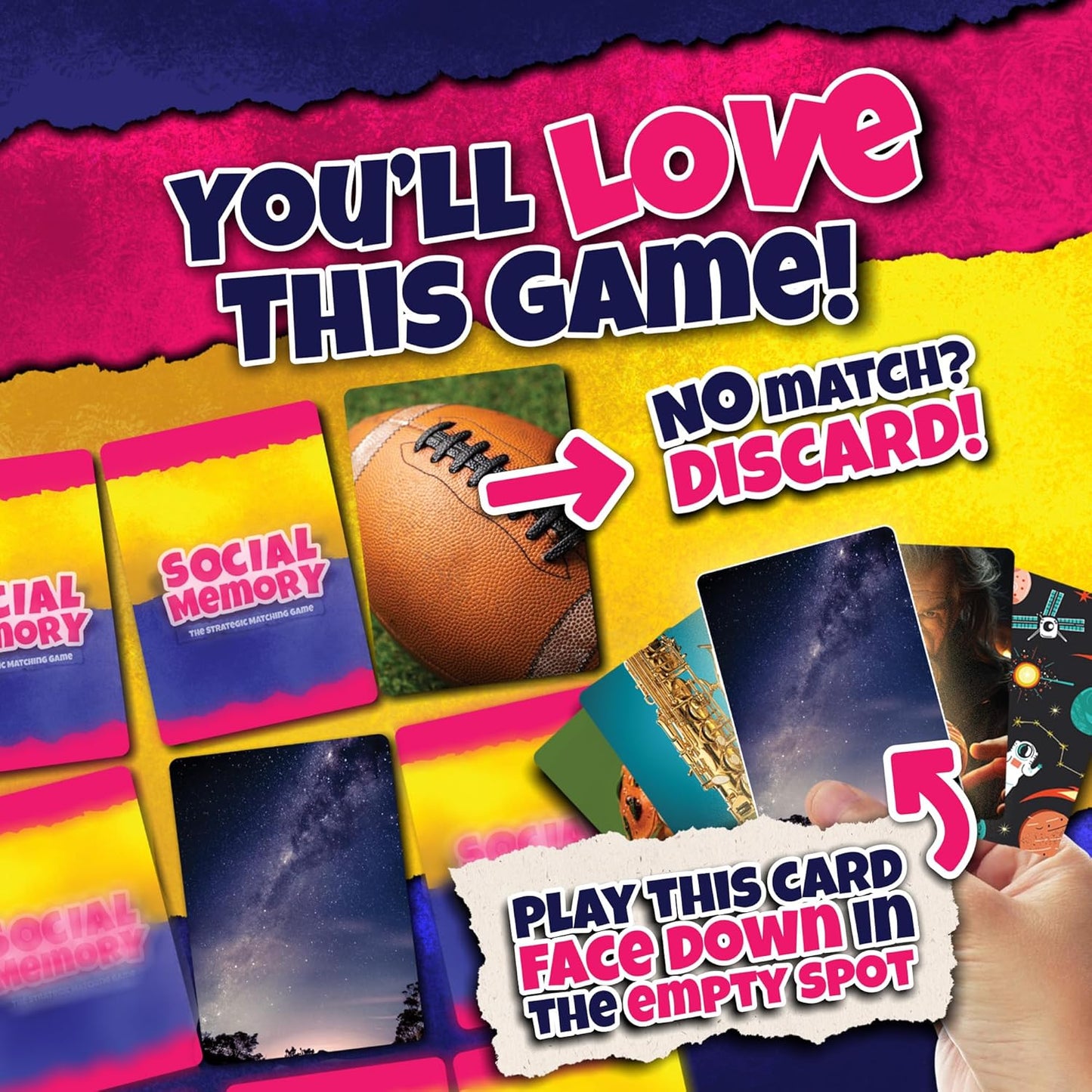 Social Memory - Strategic Twist On Classic Memory Game! Great for Grandkids, Engaging Matching Cards for Families and Kids. Perfect for 2-5 Players and Family-Friendly Fun