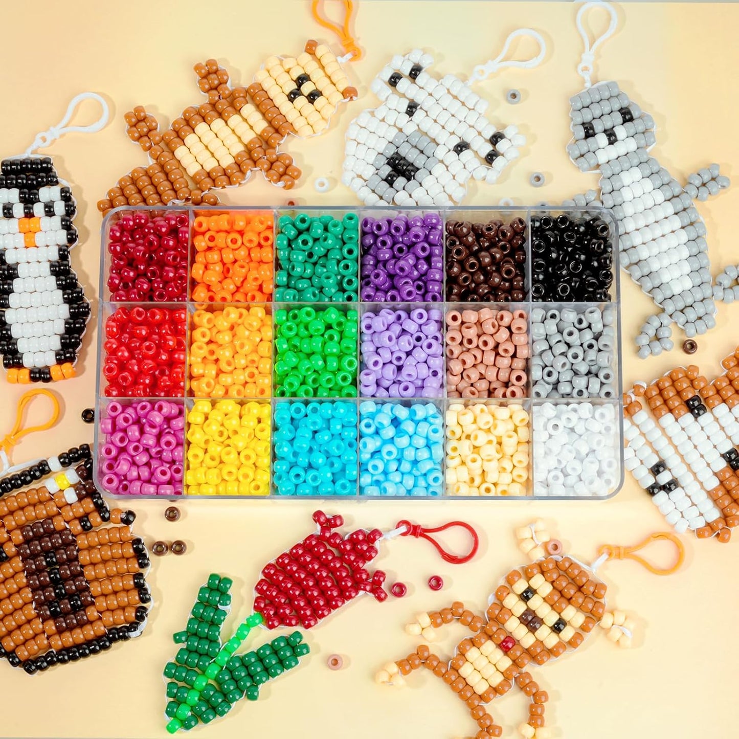 1720+pcs Pony Beads Kit 1830pcs 6 Style Letter Alphabet Beads Rainbow Plastic Pony Bead Bulk Multicolor Kandi Bead Elastic String DIY Crafts Jewelry Making Kit for Bracelets Necklaces