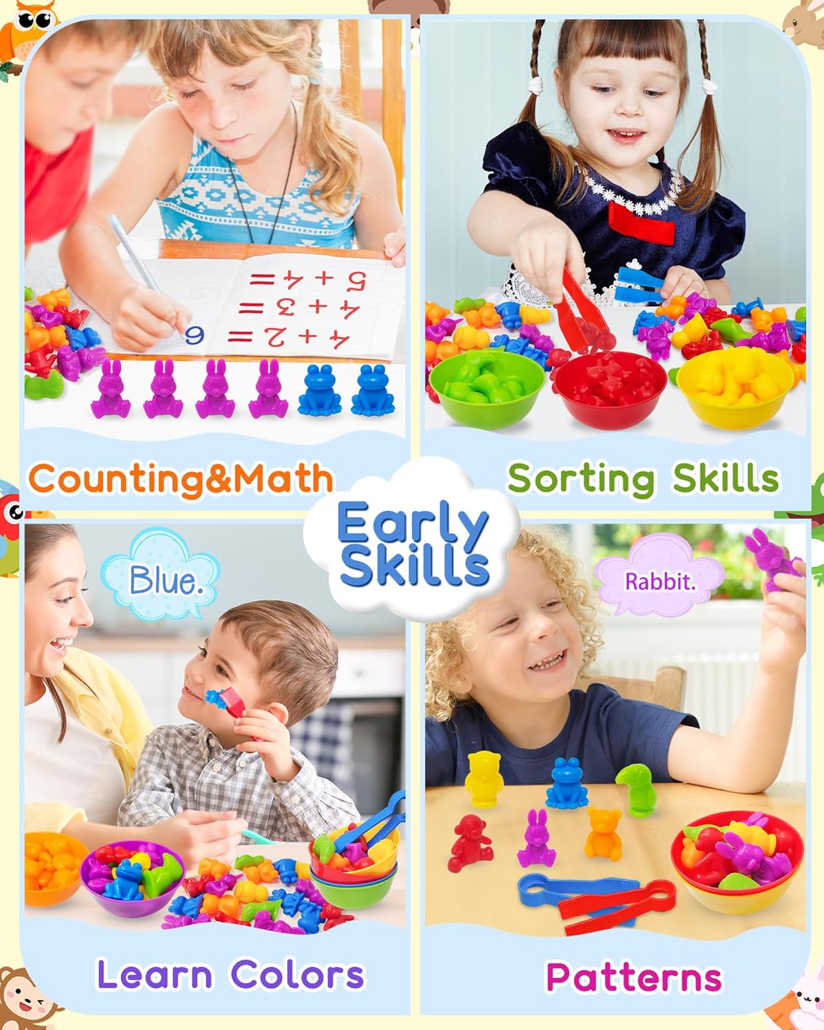 Yetonamr 48 Pcs Counting Dinosaurs Montessori Toys for 3 4 5 Years Old Boys Girls, Toddler Preschool Learning Activities Toy for Kids Ages 3-5, 4-8, Birthday Gifts Sensory Toys