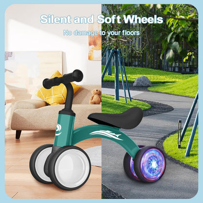 Gamfeiny Colorful Lighting Baby Balance Bike Toys for 1 Year Old Boy Girl Gifts, 10-36 Month Toddler Balance Bike, No Pedal 4 Silence Wheels & Soft Seat First Riding on Toys, 1st Birthday Gifts