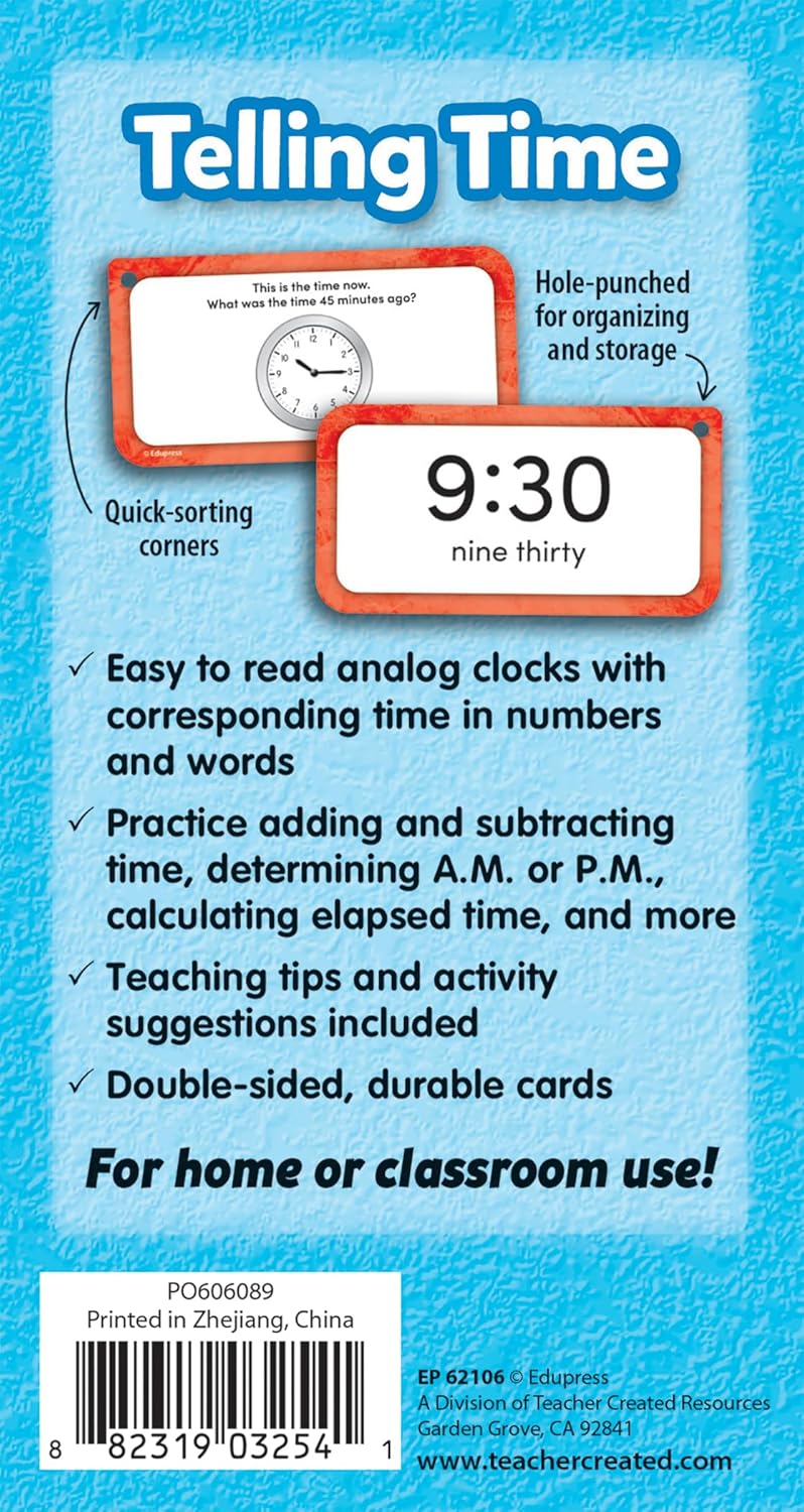 Teacher Created Resources Telling Time Flash Cards Deluxe Set (EP62106)