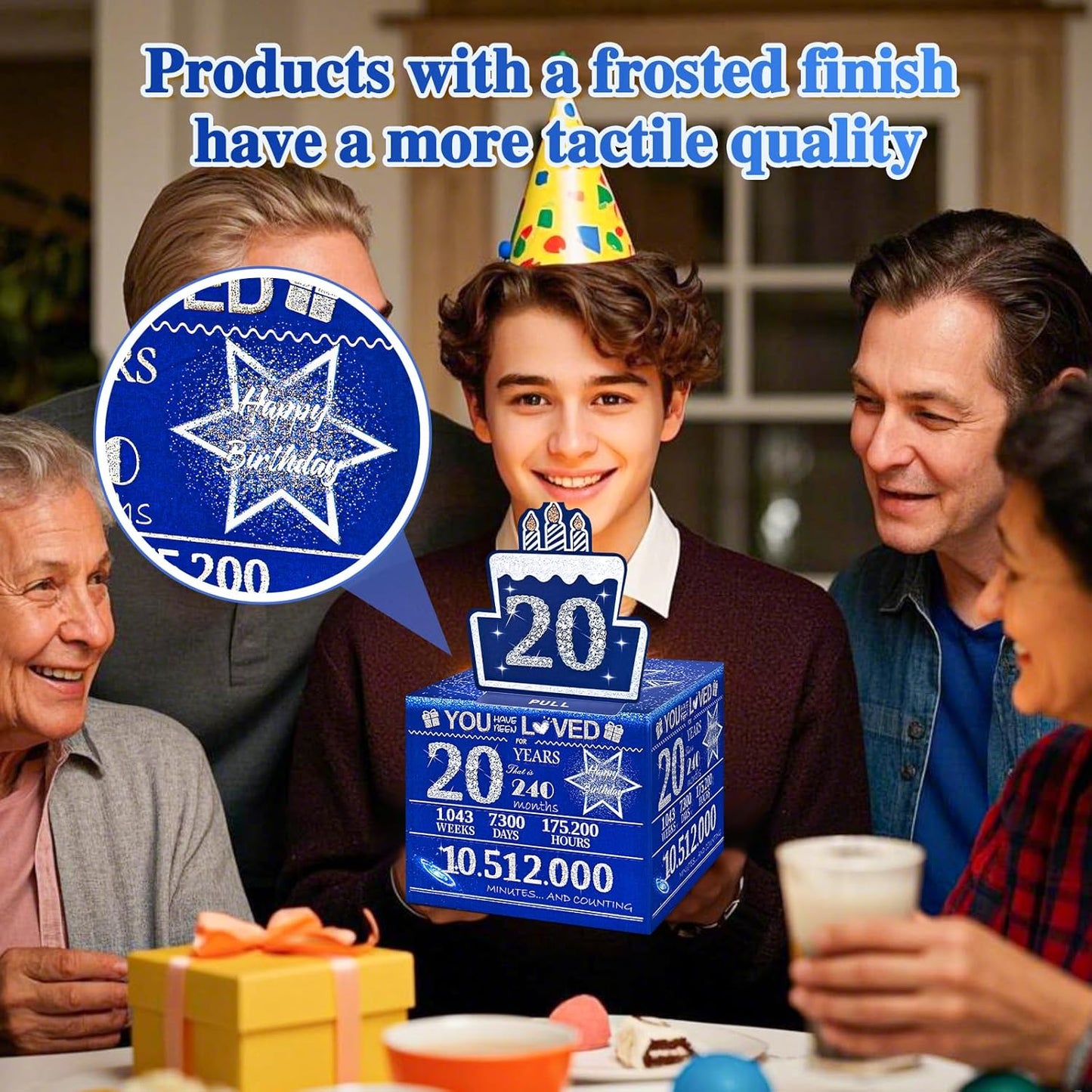 10 Happy Birthday Money Box for Cash Gift, 10th Birthday Decorations for Boys and Girls, Gifts for 10 Year Old Boy, Boy Gift Ideas, Cool Things for Teen -Blue with 100PCS Bags