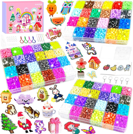 5MM Fuse Beads Kit for Kids, 72 Colors Fuse Beads Set Including Pegboards, Ironing Papers and Accessories, 3 Boxes Iron Beads, DIY Arts and Crafts Project for Girls & Boys Toys Gifts for Kids Age 5+
