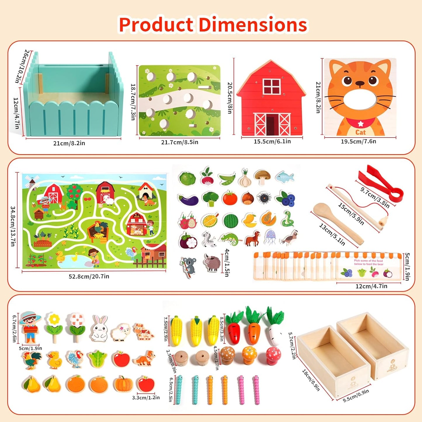 INIFEIDALA Toddlers Montessori Wooden Educational Toys for 2 3 4 Year Old | Birthday Gifts for Boys & Girls,Preschool Learning Toys for Speech Therapy & Fine Motor Skills Development