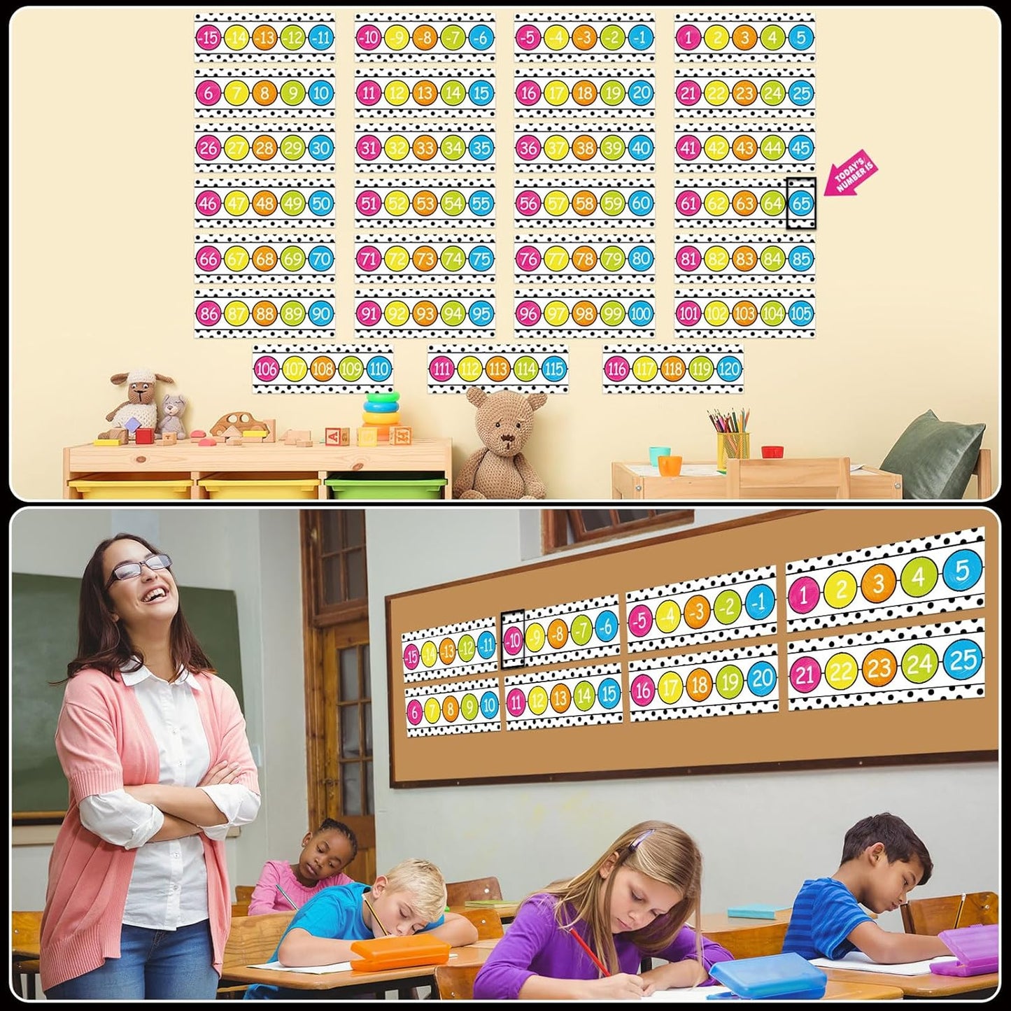 Number Line for Classroom Wall (-20 to +120) Boho Heart Shape Number Bulletin Board for Students Math Learning Boho Bulletin Border Decor Numbers Boarder Strips for Home School
