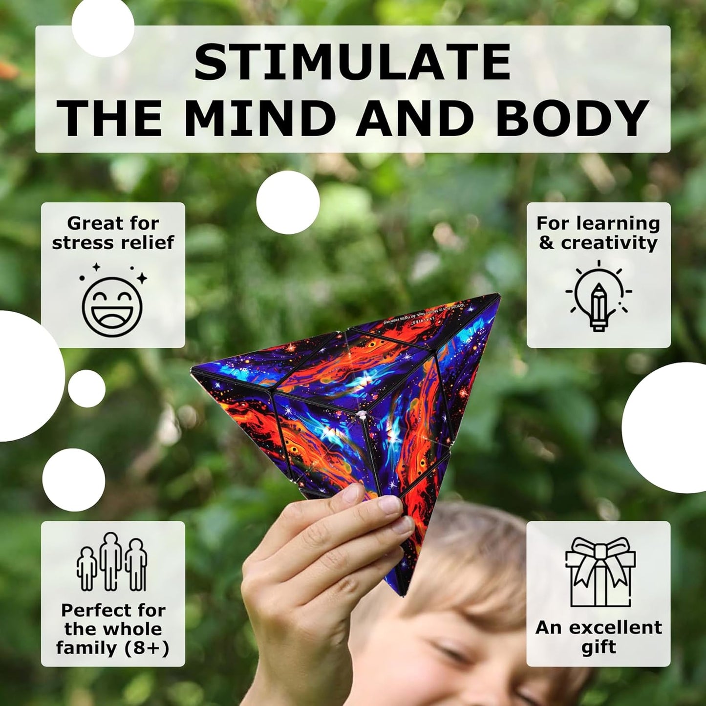 Shashibo Octa Shape Shifting Box - STEM Fidget Toy with Ultra Strong Magnets, Perfect Sensory Gift for Kids, Teens, and Adults – Pairs w/All Shashibo Cubes (Infinity)