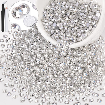 5000PCS SS6/2mm Glass Crystal Rhinestones (Clear), Bedazzling Flatback Rhinestones for Crafting DIY Crafts Nail Art Makeup Decoration, Gems Diamond Charms for Tumbler Shoes Clothing Mug