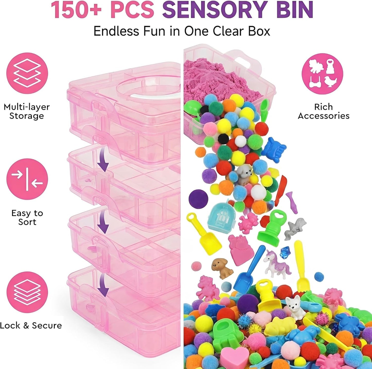 Dino & Ocean Sensory Bin, Dino & Ocean Sensory Toys with Play Sand for Toddlers Boys and Girls,Kids Toys Gift Sand Box for Age 3 4 5 6 7 8