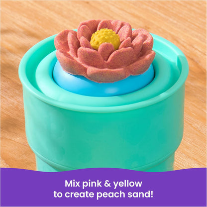 Kinetic Sand, SquishBlossom Blooming Flower with 8oz Neon Yellow & Pink Play Sand, Pot & Molds, Gifts for Mom & Kids, Arts and Crafts Sensory Toys