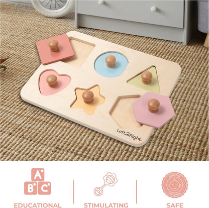LEFT2RIGHT Wooden Puzzle for Toddlers 1-3 | Montessori Puzzle for 2 Year Old | Best Educational Puzzle for Motor Skills & Sensory Learning | Wooden Peg Puzzles for Toddlers 1-3 Transportation Edition