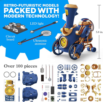Thames & Kosmos TrainBots: 2-in-1 STEAM Maker Kit | Build 2 Steampunk Robots w/LED Lights | Explore Robots & Engineering | Includes Ultrasonic Atomizer | Ages 8+ with Help; 12+ for Independent Play