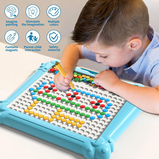 2-IN-1 Large Magnetic Drawing Board for Toddlers Kids, Magnetic Color and Number Maze, Magnetic Dot Art Board for Kids, Montessori Education Travel Toys for Boys Girls Age 3 4 5 6 7 8 Years Old