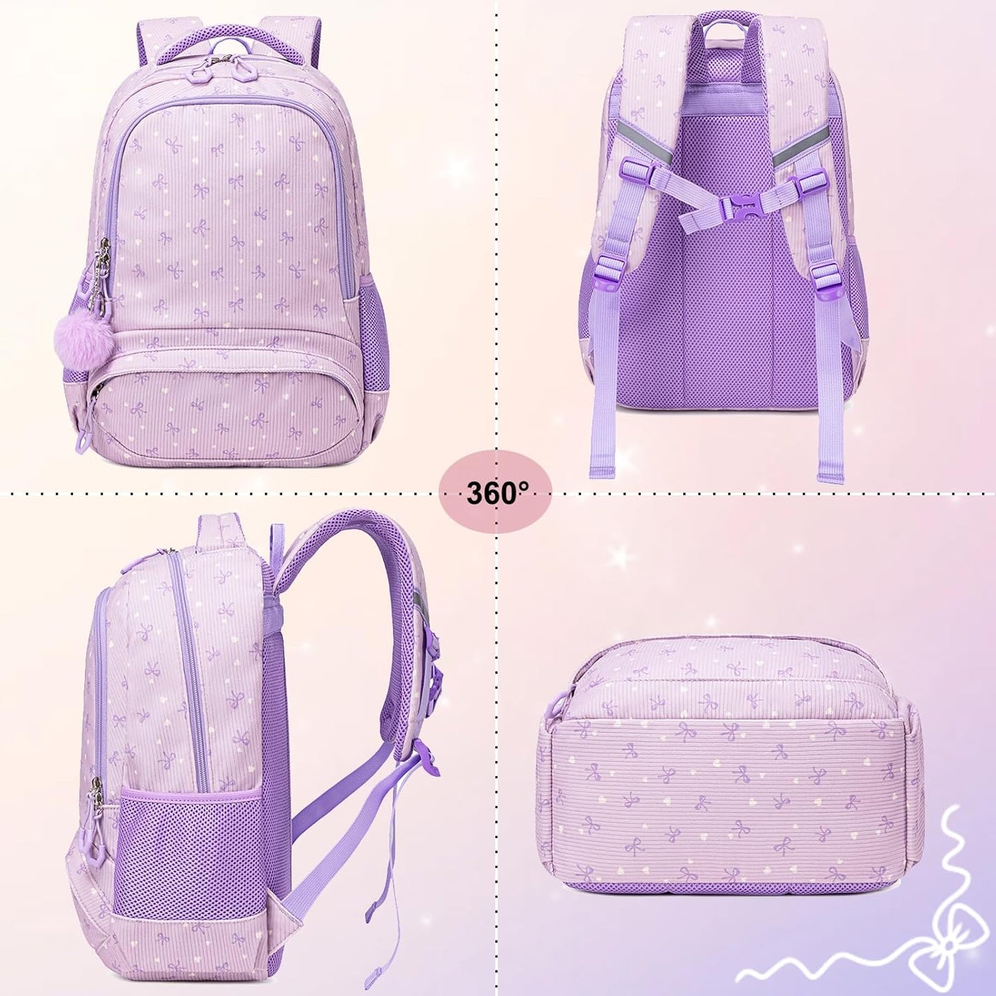 Girls Backpack for Elementary Unicorn Backpack Kids Backpack School Bookbag for Girls 3 in 1 Set Back to School