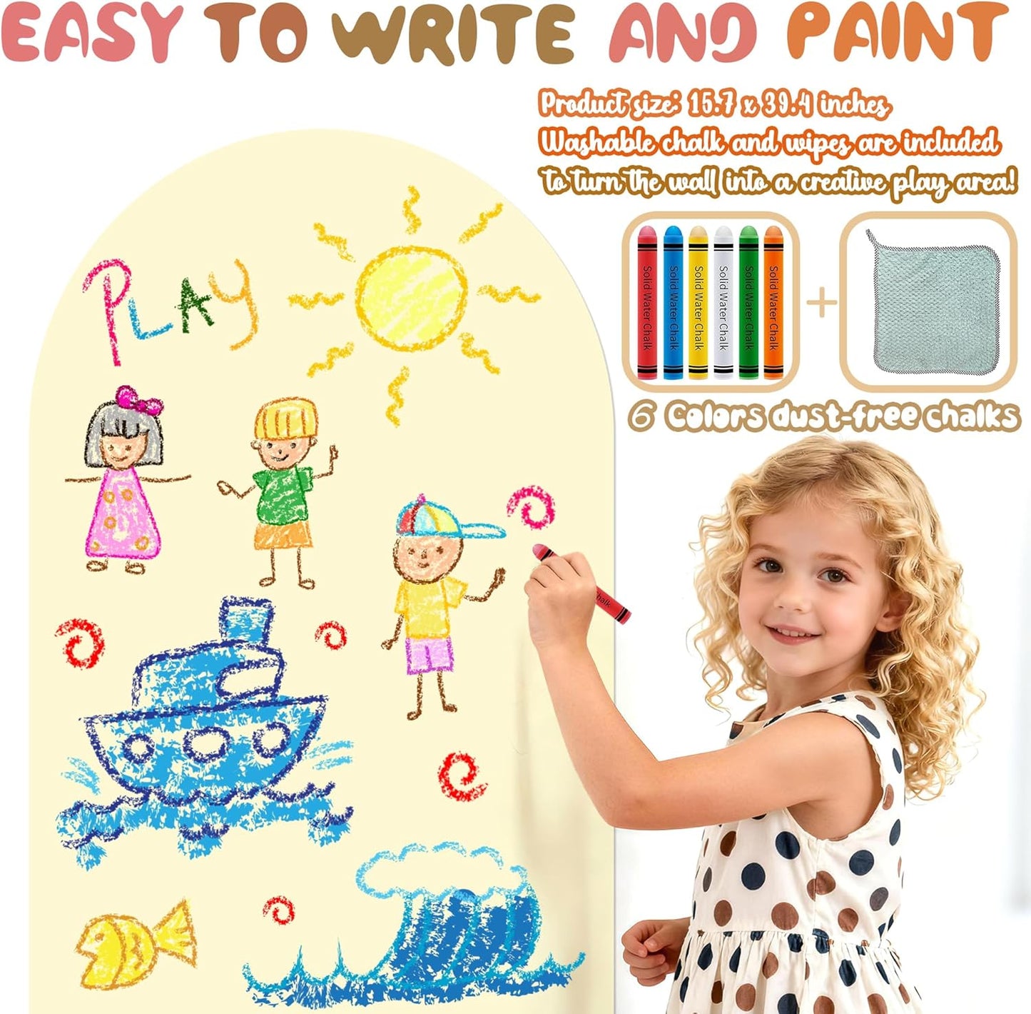 8 PCS Magnetic Wall Decals for Kids Magnetic Chalkboard Peel and Stick Magnet Sheets Board Sticker Tangram Puzzle Self Adhesive Contact Paper Dry Erase Blackboard for Playroom Homeschool 15.7"x10.4"