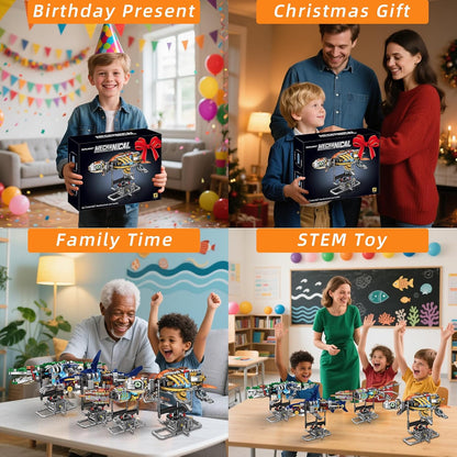 Mechanical Crocodile Building Set with Lights, Rotatable Link Components & Display Stand, STEM Building Set for Boys 8-14, Home Office Decor for Adults, Mechanical Enthusiasts（648PCS）